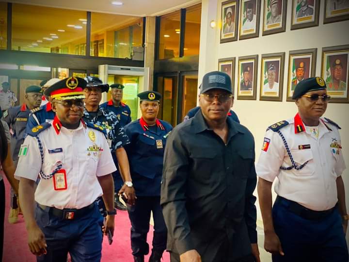 NSCDC ACG, LAGOS COMMANDANT ALFADARAI RECEIVES CG AHMED AUDI ENROUTE OVERSEAS TRAVEL