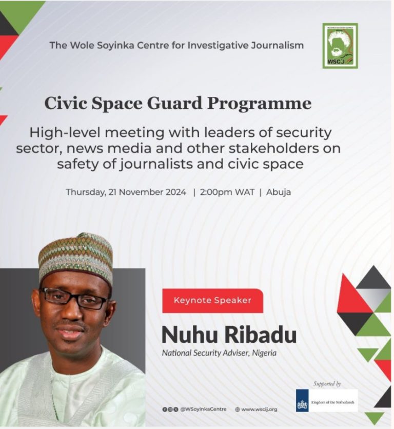 Nuhu Ribadu, National Security Adviser, To keynote WSCIJ’s High-Level Meeting On Journalists’ Safety